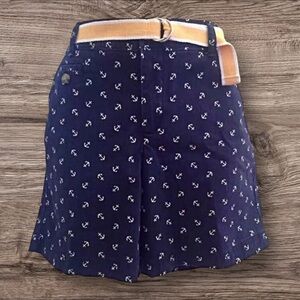 Dockers Women’s Navy Blue Anchor Print Shorts w/ Belt – Size 8 Preppy, Nautical
